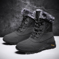 Size 38-47 Microfiber Leather Safety Hiking Boots For Men Fleece Trim Casual Shoes Warm Plush Comfortable Winter Men Snow Boots